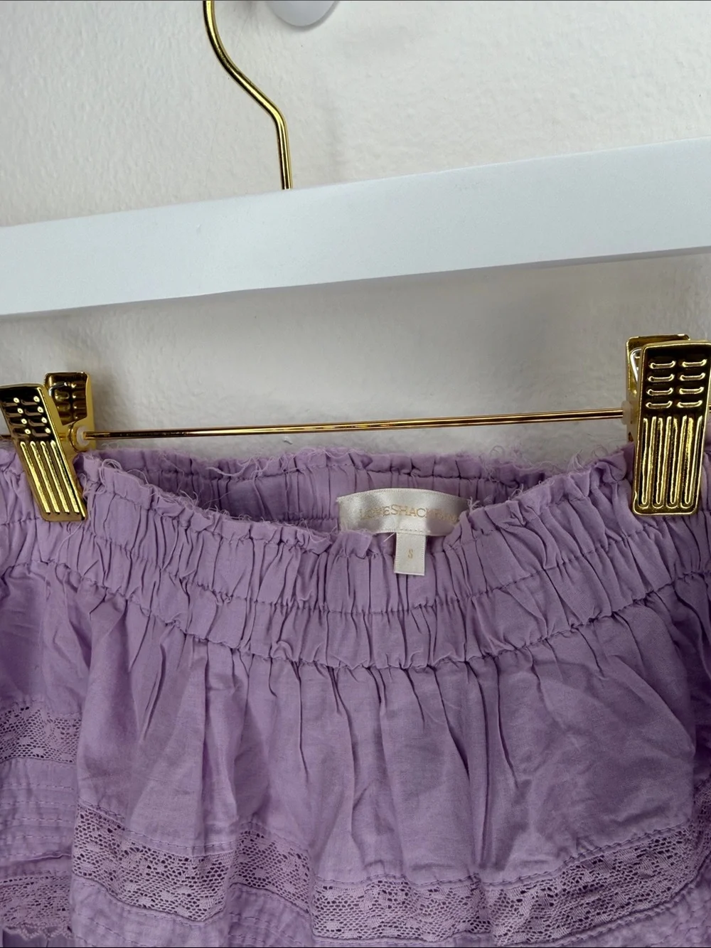 LoveShackFancy Lavender Tiered Mini Skirt